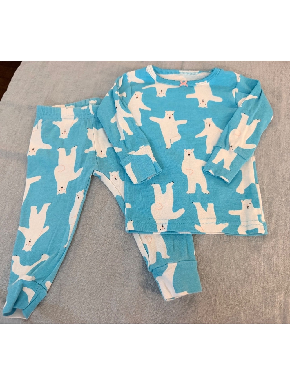 Carters Baby Pajamas 6 Months Polar Bear Blue Two Piece Sleepwear Set
